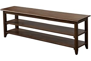TinyTimes Shoe Bench, 3-Tier Wood Heavy Duty Shoe Rack Bench, Shoe Organizer Shelf, Ideal for Entryway, Living Room, Holds Up to 550 lbs -Drak Brown, 48"