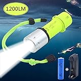 CooiLight Upgraded Version Diving Flashlight Cree XM-L2 LED, 1200 Lumens Diving Lights with Magnetic Rotary Switch Powered by Rechargeable 18650/3xAAA Battery