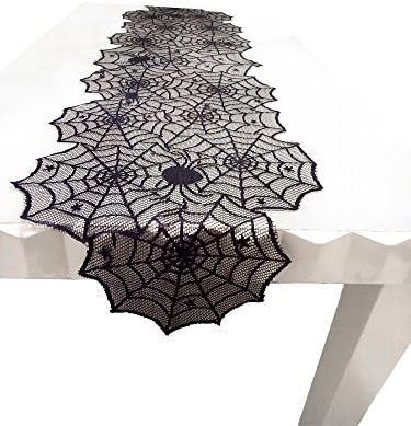 Tonfant Black Lace Table Runner Overlay with Spider Web and Mat for Halloween Party,Easter,Fireplace and Mantle Cover Decoration (74 x18, Black)  Halloween Plastic Tablecloth | 3 Pcs Pack (54” Inch Wide x 102” Inch Long) | Halloween Rectangular Table Cover | Pumpkin, Witches Table Decoration | Halloween Party Decorations Tablecover |by Anapoliz  Halloween Decor - Halloween Decorations - Boo Happy Halloween Wooden Signs - Cute Gnomes Plush and Bead Garland - Farmhouse Rustic Tiered Tray Decor Items for Home Table House Room  AerWo 40-Inch Black Spider Halloween Lace Table Topper Cloth for Halloween Table Decorations  Pinata Halloween Placemats, Happy Halloween Kitchen Table Decor, Treat or Trick Place Mats for Dining Table, Decorative Holiday Gnomes Pumpkin 12x18inch Rectangle Washable Table Mat Set of 6  JOYIN 6 Pack Light up Halloween Jack-o'-Lantern Decorative Pumpkin Foam Halloween Decorations Props  DII Black Lace Overlay Tabletop Collection Gothic Halloween Decor, Table Topper, 40" Round, Spider Web  Elcoho 12 Pack Harvest Fabric Artificial Pumpkins Fall Festival Burlap Pumpkins Decoration for Fall Wedding Thanksgiving Halloween Tabletop Decor, Assorted Sizes