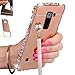 [1-Pack][2-IN-1]LG K7 Case, LG Tribute 5 Case, AMASELL Luxury Bling 3D Sparkle Diamond Metal Frame Bumper + Ultra Slim Acrylic PC Hard Mirror Back Cover With Pearl Tassels (Rose Gold with bling)