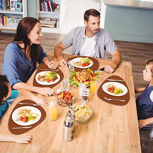 Faux Leather Placemats and Coasters Set, Round Leather for Dinner Table