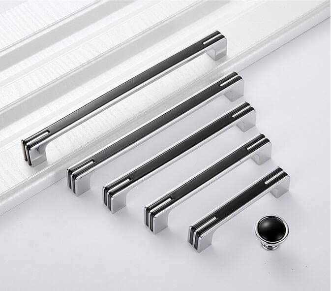 Guolich 2 Pcs Hole Centers 3.77 Inch(96mm) Kitchen Drawer Handle Door Cabinet Pulls Stainless Steel Handle Modern Brushed Brass Hardware for Wardrobe Bathroom Dresser (Black)