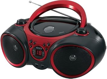 Jensen Cd 490 Portable Stereo Cd Player With Am Fm Radio And Aux Line In Red And Black