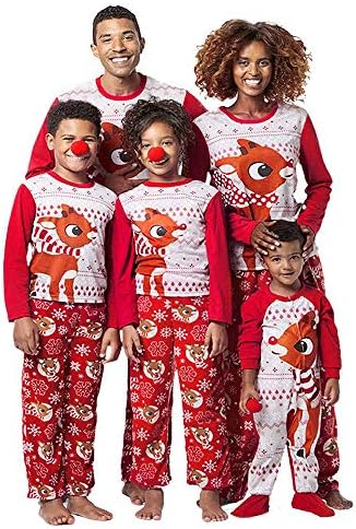 Felicy Family Matching Pajamas Set Women Men Kids Baby Reindeer Tops Blouse Pants Sleepwear Outfits Chirstmas Clothes Best Gifts