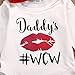 3 PC Newborn Infant Baby Boy Girl Daddy's Red Lips Dot Headband Romper Outfits