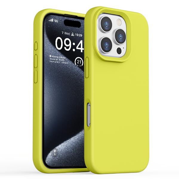 Photo 1 of ZUSLAB Real Silicone Case Compatible with Apple iPhone 16 Pro Max 6.9 Inches 2024, Liquid Silicone Gel Rubber Cover Support Wireless Charging, Anti-Scratch Shockproof TPU Protective Bumper, Yellow