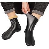 ITODA Waterproof PU Leather Socks Indoor Floor Thermal Socks with Fleece Lined Home Foot Low Cut Sock for Yoga Dance Sleeping