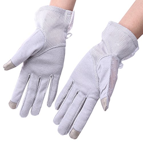 Tinksky Women Summer Gloves UV Protective Anti Skid Gloves Short Light for Driving Gardening Outdoor Activities, gift for women (Light Grey)