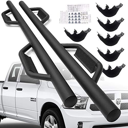 UFRAME Black Matte Finish 3 inch Round tubing Drop Step Side Step Nerf Bar Fits 2010-2018 Dodge RAM 1500 2500 3500 Crew Cab 4-Full Door Model Only