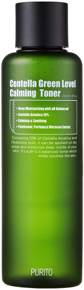 PURITO Centella Green Level Calming Toner 200ml/6.76fl.oz, alchhole-free toner, Natural Daily Facial Toner, Acne,Face toner for Sensitive Skin,