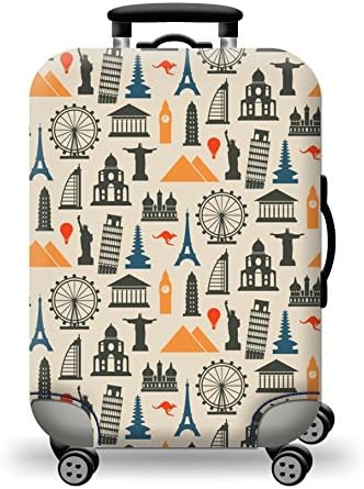 Luggage Cover Protector Dustproof Protective Bag for Suitcase (XL (29- 30 inch Luggage), World Wonders)