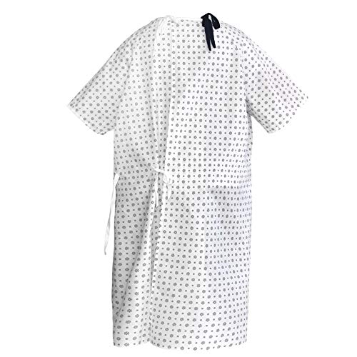 Talvania Unisex Patient Gown Hospital Medical Gowns, Back Ties, Fits Up to XXL White