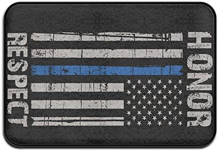 Thin Blue Line American Flag Honor Respect Police Indoor/Outdoor Doormat 2416 Inch