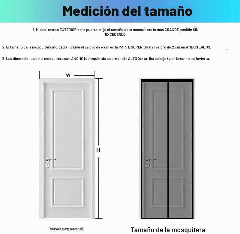 Mosquitera Magnética para Puerta 75x210 cm, Fibra de Vidrio, Negra