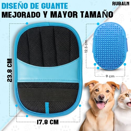RUBALN® ️ Cat and Dog Hair Remover Glove + Free Scraper Brush, Pet Hair Remover Mitt, Dog Hair Remover, Reusable Glove Removes Pet Hair, Daily Use (Blue)