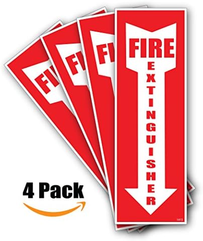 (4) Fire Extinguisher Signs Stickers Self Adhesive 4 Pack For Mount or Bracket(4