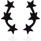 Black Star Stud Earrings for Men Women Stainless Steel Star Stud Earrings Jewelry