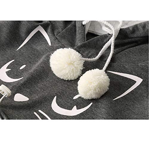 Unisex Hoodies Pet Holder Cat Dog Kangaroo Pouch Carries Pullover with Cat Printing Sweatshirt (Dark Grey, L) - Thumbnail 4