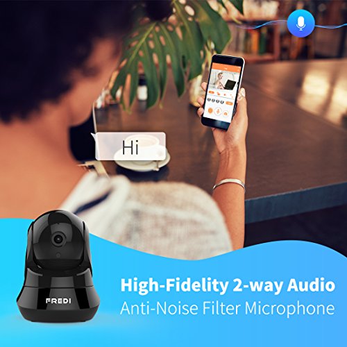 FREDI WiFi Wireless Camera with Remote Viewing Indoor Pan/Tilt Security IP Camera Baby Monitor Plug & Play, 2-Way Talking (Black)