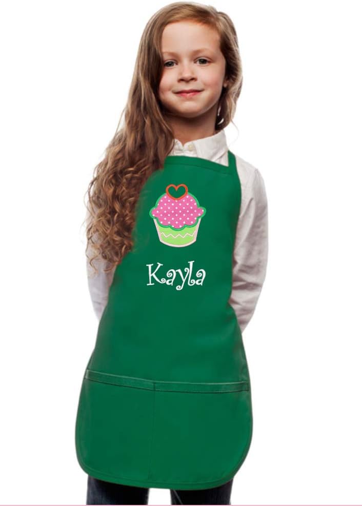 Personalized Kids Apron Custom Embroidered Cupcake Applique Monogrammed Art Chef Party Gift