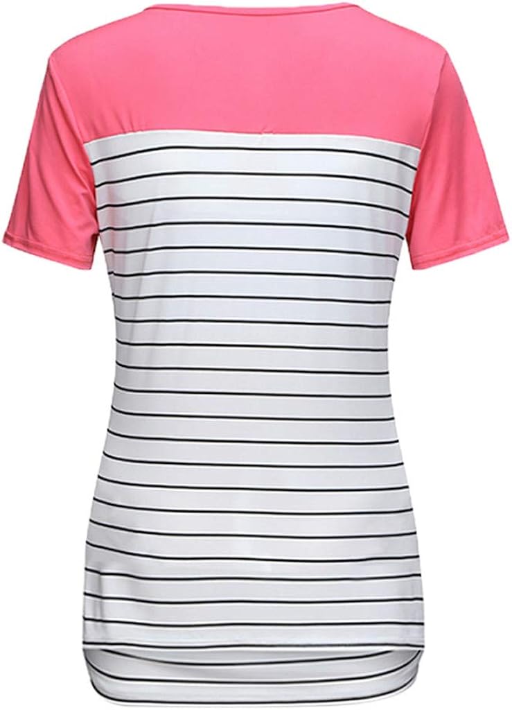 Damen Umstandstop mit Stillfunktion Stillshirt Kurzarm Umstands Tshirt Umstandstop Umstandsmode Stilltop Baumwolle Schwangerschaft Streifen Shirt