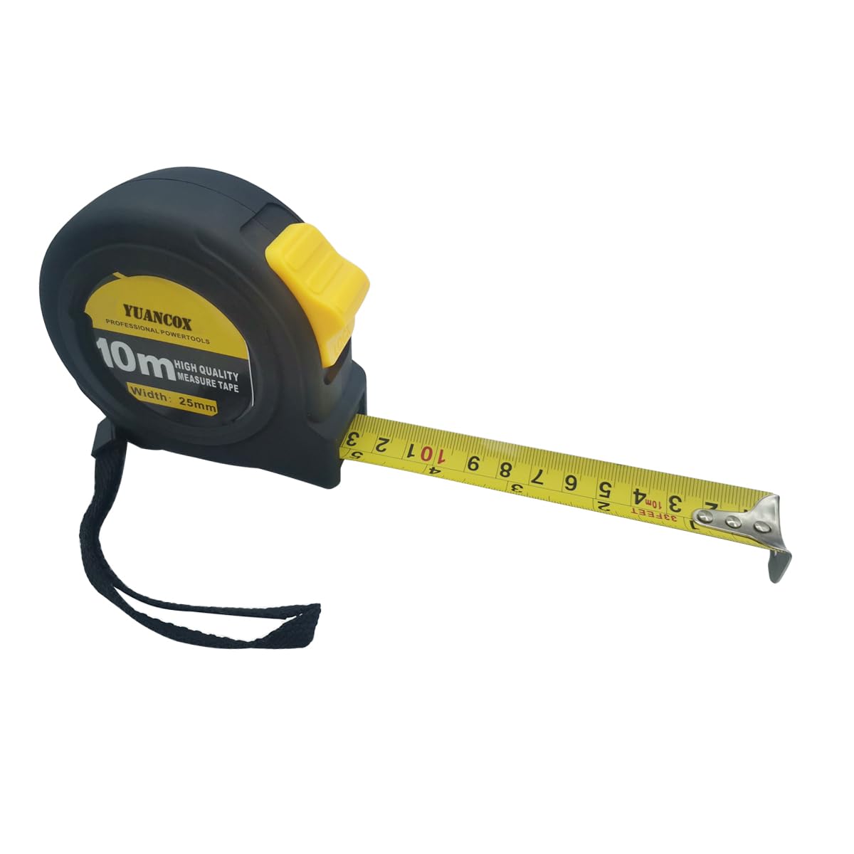 YUANCOX Steel Tape Measure,Imperial and Metric Measurement Tape Measure 5m / 16ft,7.5m,10m,3m Thickened Stainless Steel Telescopic Box Measure (Black, 10m /33ft)