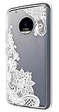 Moto G5 Plus Case, Nuomaofly [Creative Scratch Resistant] Ultra Slim Soft TPU Bumper + Hard Clear Print Back Cover [Crystal Clear] Hybrid Case for Motorola Moto G5 Plus (2017) (Flower)