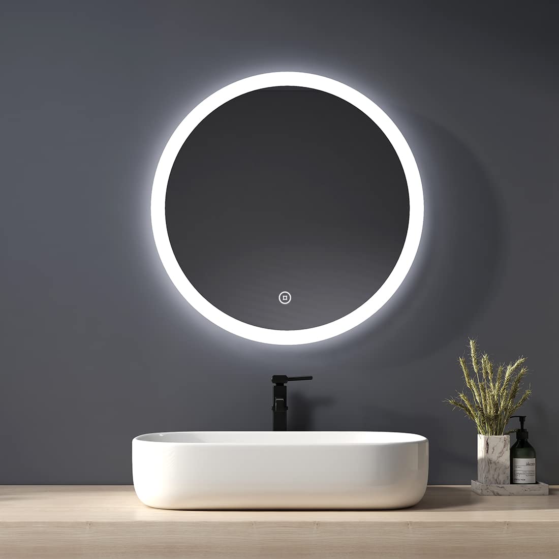 Heilmetz-Espejo-de-bano-led-Espejo-de-bano-Redondo-Espejo-de-Pared-con-Interruptor-tactil-diametro-60-cm