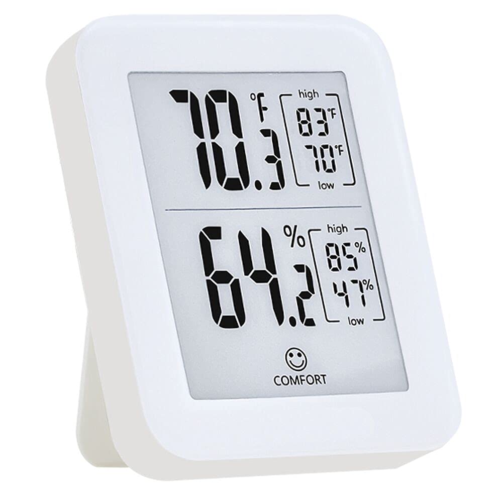 Digital Temp Hygrometer, Indoor Outdoor Thermometer Humidity Monitor, W/Backlight 360°HD E-Ink Screen, Build in Gauge Industrial Grade Sensor High Accuracy, for Garage Greenhouse Wine Cellar