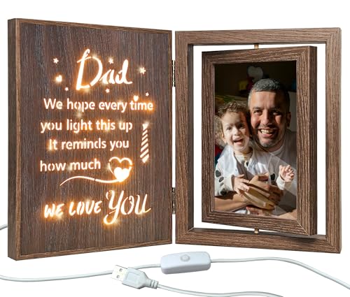 Light Up Dad Picture Frame Father's Day Birthday Gifts Dad from Daughter Son, Holds 2 4x6 Photos