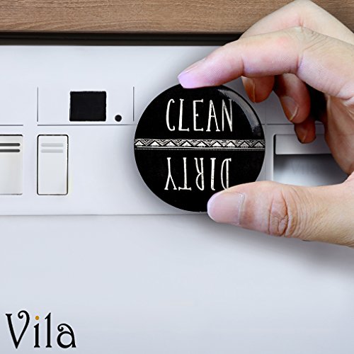 Dishwasher Magnet (1 pc) - Household Appliance Badge Depicts"Clean" &"Dirty" - Easy to Read White Letters with Black Background - Use on Magnetic Surfaces such as Stainless Steel, Iron & Nickel