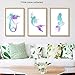 Barri Design Mermaid Poster Mermaid Canvas Wall Art Prints Painting Decoration Pictures Watercolor Poster Mermaids Wall Decor Girls Room Wall Art Kids Room Decor (UNFRAMED)