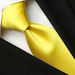 KissTies Mens 100% Silk Sunflower Yellow Tie Solid