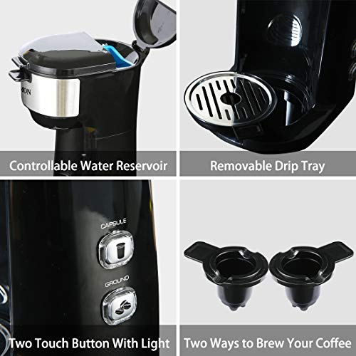 Single Serve Coffee Maker For KCup Pods & Ground Coffee, Compact