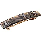French Amie Small 2 1/4 inch Celluloid Handmade Hair Barrette No Slip Grip Durable Styling Women Hair Accessories Hair Clip for Girls, Made in France(Onyx Silver Grey)