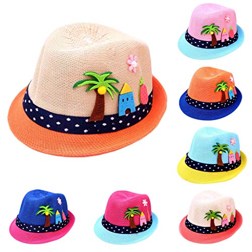 Orcbee _Summer Baby Cartoon Children Breathable Hat Straw Hat Kids Hat Boy Girls Hat Cap (Khaki)
