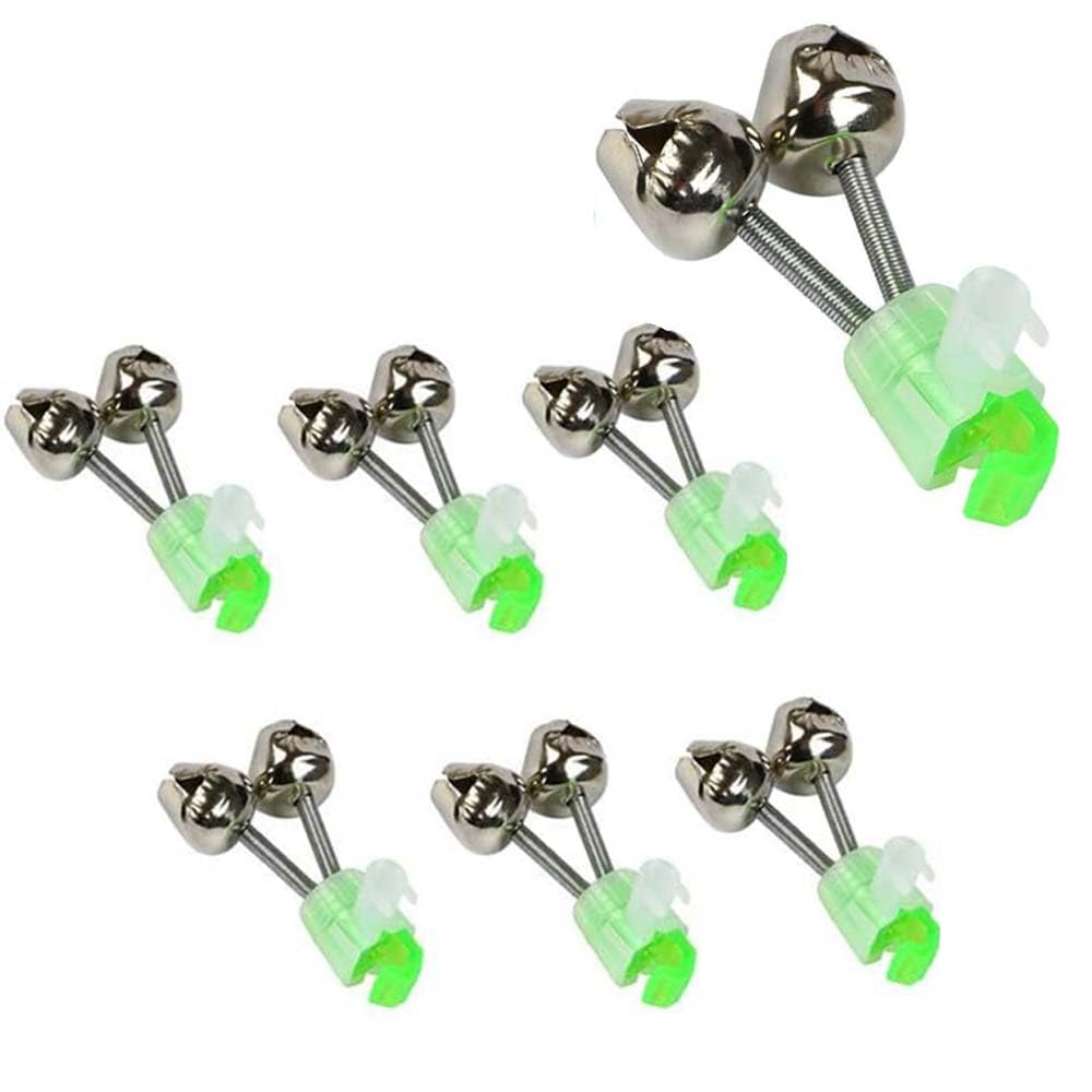 KLOPINXINGH Fishing Bite Alarm Bell -6-Pack Green Light Bar Indicator with Dual Alarm System and Clip