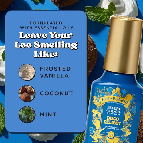 POO-POURRI HOLIDAY BEFORE-YOU-GO TOILET SPRAY, DISCO DELIGHT, 2 FL OZ – FROSTED VANILLA, COCONUT AND MINT