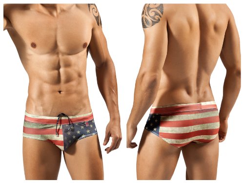 Clever 0560 Flag Swimsuit Brief Color Red Size X-Large