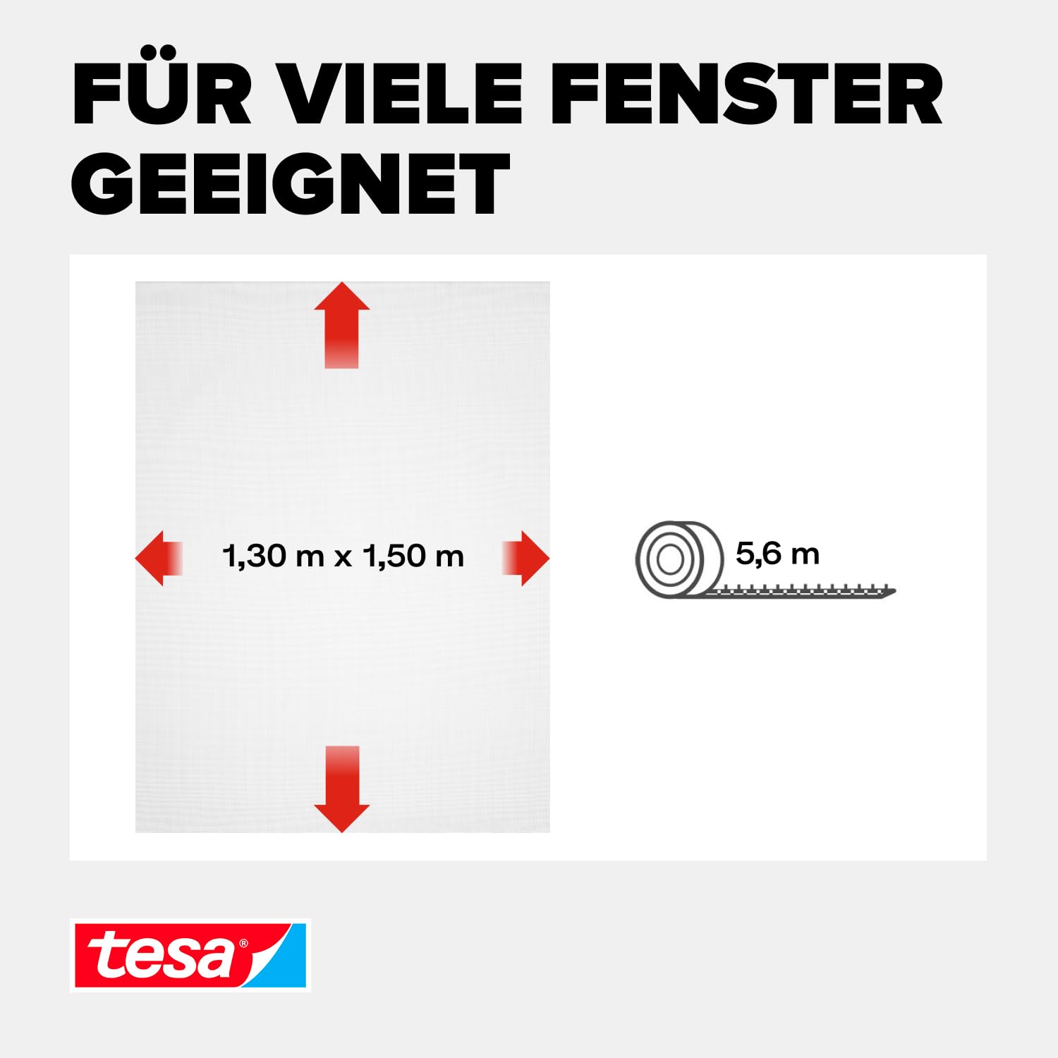tesa INSECT STOP Klett Fliegengitter für Fenster - Insektenschutz mit Klettband, zuschneidbar - Mückenschutz ohne Bohren - 1 x Fliegen Netz - 130 cm x 150 cm - Weiß 3
