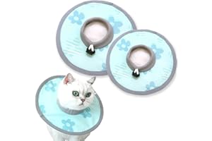 Konnfeir Cat Cone Collar 2pcs Adjustable Protective Collar for Pet Cat Recovery Collar Wound Healing (B-Blue Flower, S+M)