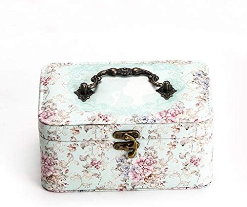 Vintage Jewelry Box Leather Double Princess Jewelry Storage Box Necklace Earrings Ring Case Simple (color : D)