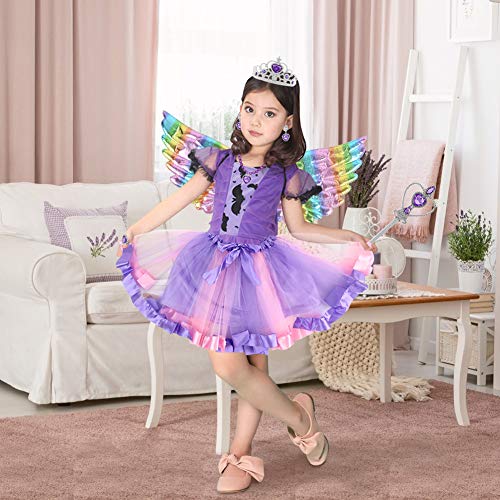 3 otters Princess Dress Up Accessories, 8PCS Princess Costume Sets with Wings Tutu Wand Crown Necklace Ring, Princess Hairpiece Fairy Accessories for Girl Dress Up Purple
