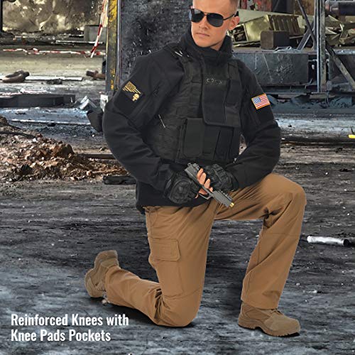 HARD LAND Men's Waterproof Tactical Pants Ripstop Cargo Work Pants with Elastic Waist for