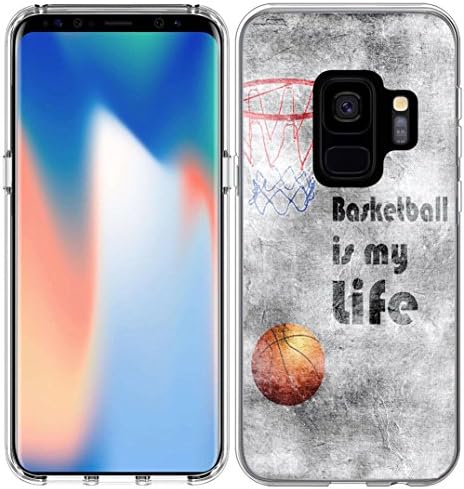 S9 Case/IWONE Designer TPU Non Slip Rubber Durable Cover Protective Compatible for Samsung for Galaxy S9 + Creative Painting Basketball Writings Ball is Life