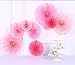 Sorive® Pack of 8 Hanging Party Wedding Decorations Pink Paper Fans and Tassel Garland Set