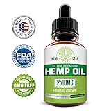 Hemp Oil 2500 for Pain Relief - Hemp Oil for Stress Support - Anti Anxiety, Sleep Supplements - Herbal Drops - Rich in MCT Fatty Acids - Natural Anti Infla
