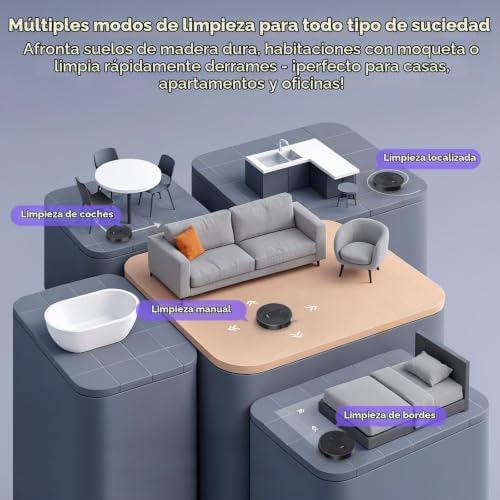Robot Aspirador,Robot Aspirador y Fregasuelos 4000Pa Presión de Succión, Autonomía 140 Minutos, Sensores Anticaídas y Cepillo Multifunción, TotalSurface, App Control