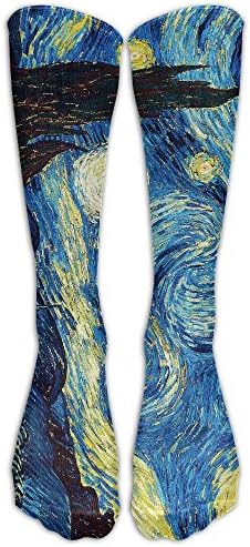 DaSOC Van Gogh Starry Night Unisex Novelty Premium Calf High Athletic Socks Fashional Tube Stockings Size 6-10