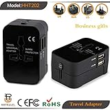Travel Adapter, Trvaadpta Universal All in One International Worldwide Wall Charger AC Power Plug Adapter with Dual USB Ports for USA EU UK AUS 180 Countries